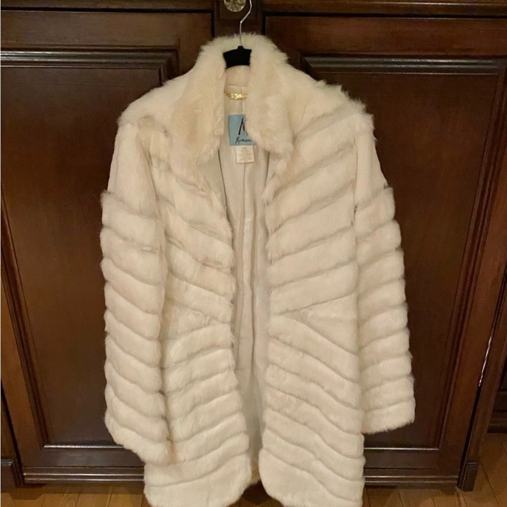 Marciano white cream rabbit and leather Fur Coat for Women